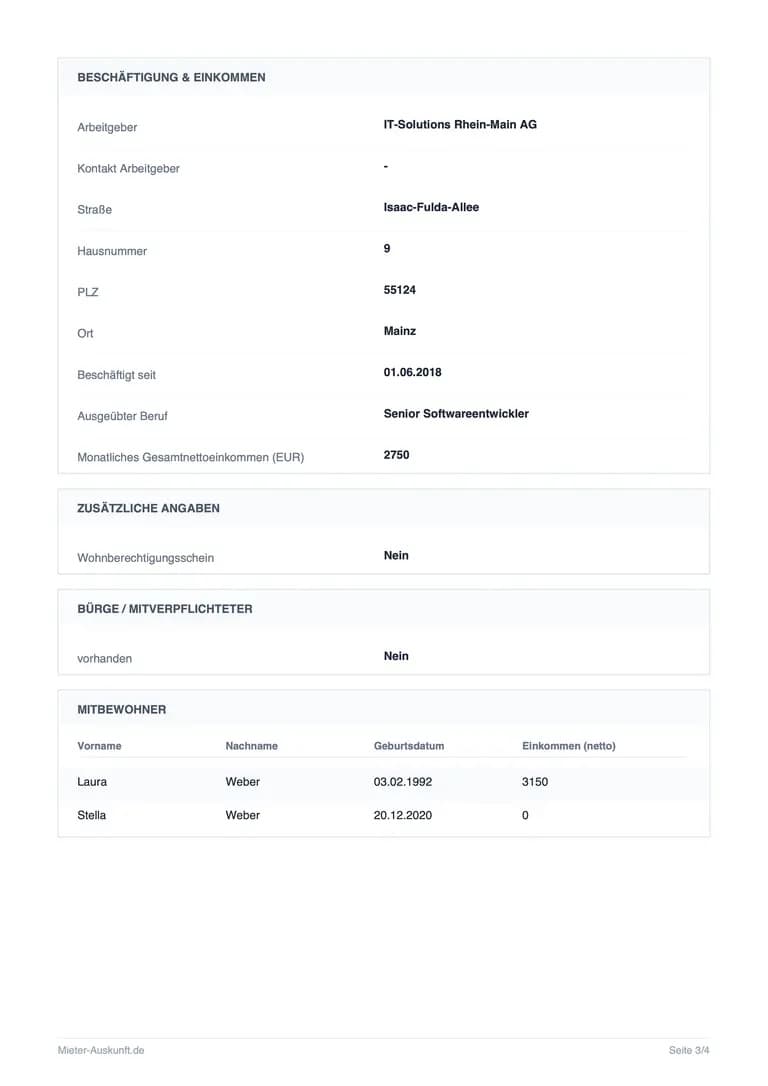 Mieterselbstauskunft PDF Vorlage Seite 3