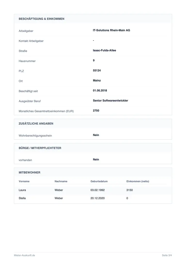 Mieterselbstauskunft PDF Vorlage Seite 3